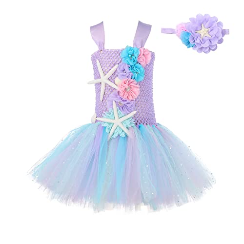 Kleid Kostüme Karneval Kleinkind Kleinkind Cartoon Rollenspiel Kostüm Haarband Mesh Tüll Prinzessin Kleid für Party Karneval Showtanz (Sky Blue, 6 Years) von Generic