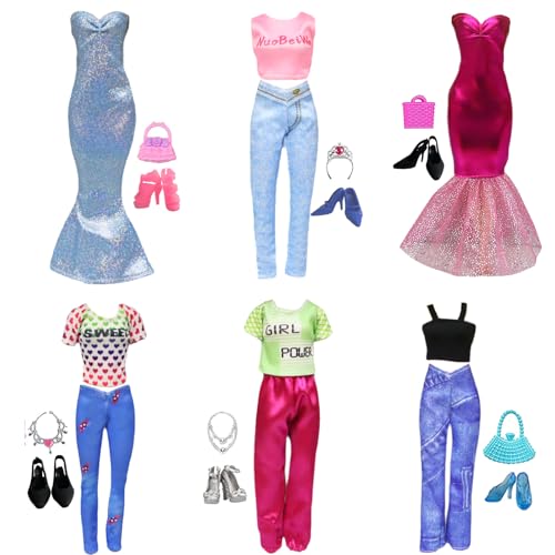 Kleidung Kompatibel mit Barbie Puppen, 34 Stück Puppenkleidungs und Zubehör für Puppen 3 Fashion Kleider 6 Tops und Hosen 10 Paar Schuhe 15 Zubehör für 11,5 Zoll Mädchen Puppen Clothes for Dolls Kleidung Kompatibel mit Barbie Puppen, 34 Stück Puppenkleidungs und Zubehör für Puppen 3 Fashion Kleider 6 Tops und Hosen 10 Paar Schuhe 15 Zubehör für 11,5 Zoll Mädchen Puppen Clothes for Dolls von Generic