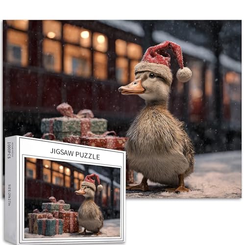 Kleine Ente mit Weihnachtsmannmütze, 1000-teiliges Puzzle für Erwachsene, Bahnhof, Hintergrundkunst-Puzzle, herausfordernde Familienaktivität-Spiele, buntes DIY-Bastelpuzzle für Heimdekoration Kleine Ente mit Weihnachtsmannmütze, 1000-teiliges Puzzle für Erwachsene, Bahnhof, Hintergrundkunst-Puzzle, herausfordernde Familienaktivität-Spiele, buntes DIY-Bastelpuzzle für Heimdekoration von Generic
