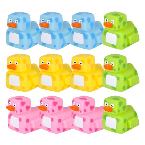 Kleine Gummienten, Pixelierte Gummienten - Nettes Spielzeug in Form einer schwimmenden Ente, Mosaikente für Karneval, 12 Stück Spielzeug zum Sammeln von Enten Kleine Gummienten, Pixelierte Gummienten - Nettes Spielzeug in Form einer schwimmenden Ente, Mosaikente für Karneval, 12 Stück Spielzeug zum Sammeln von Enten von Generic