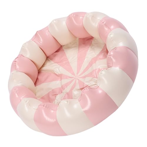 Kleiner Aufblasbarer Pool, Blow Ball Pit Play -Pool für Kleinkinder Tragbare Faltbare PVC mit Niedlichen Leuchtenden Farben für den Innen (gestreift rosa) von Generic