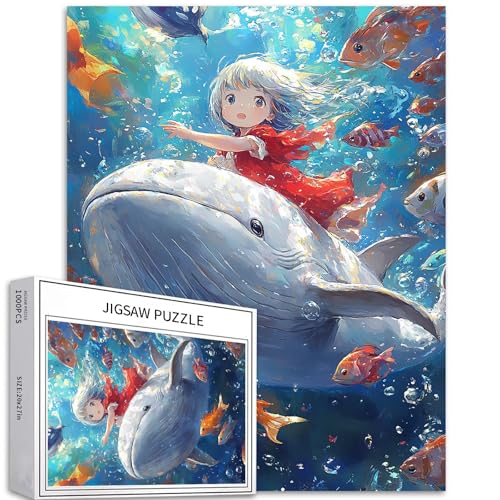 Kleines Mädchen, das auf einem Wal sitzt, 1000-teiliges Puzzle für Erwachsene, Unterwasserabenteuer, Kunst-Puzzle, bunte DIY-Puzzles für Heimdekoration, Geschenke, Familienpuzzle, perfekt für Kleines Mädchen, das auf einem Wal sitzt, 1000-teiliges Puzzle für Erwachsene, Unterwasserabenteuer, Kunst-Puzzle, bunte DIY-Puzzles für Heimdekoration, Geschenke, Familienpuzzle, perfekt für von Generic