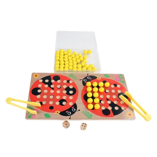 Kleinkind-Brettspiele, Holzzähl-Marienkäfer für Kinder - Montessori Perlenzählspielzeug - Montessori-Lernpuzzle, Clip-Perlen-Matching-Spiel für Kinder ab 3 Jahren von Generic