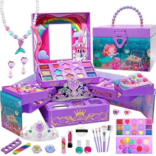 -Make-up-Set – Kinder-Make-up-Sets für Mädchen | Make-up-Spielzeug für Kinder | Rollen Sie Make-up-Sets | Aufbewahrungsbox-Design, Make-up-Kommode, -Rollenspiele, Prinzessinnen-Kosme von Generic