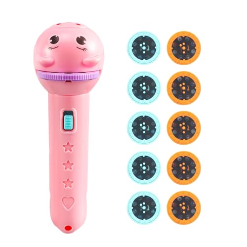 -Projektor - ABS Elektronische Interaktive Bunte Portable | Bildungsprojektion Taschenlampe Mit 10 Schieber Für Geschichte Spaß Schlafenszeit Spiel Nacht Visuelles Lernen Kreatives Fackel von Generic