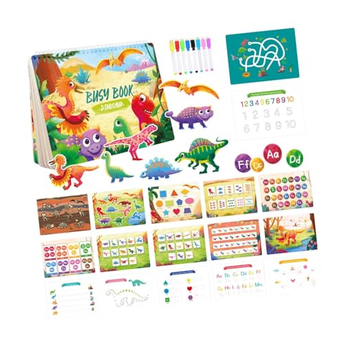Kleinkinder Stickers Buch Interactive Learning Tool Interactive Lernen Jungen Mädchen Quiet Spielzeugbuch für Kindergarten Road Travel, Dinosaurierthema von Generic