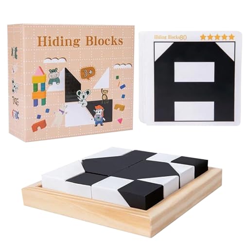 Kleinkindspielzeug Für Mädchen Hölzernes verstecktes Blockpuzzle Denkaufgabe-Puzzle 3D-Holzpuzzle Baustein 3D-Puzzle Blockpuzzles Blockpuzzles sind Puzzlespielzeuge für Kinder 312 (White, One Size) von Generic