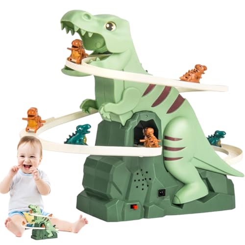 Klettern Dinosaurierspielzeug - Dinosaurier -Treppe Kletterspielzeug, Bildungsstrecke Rutschspielzeug | Double Loop Educational Race Track Dia Playset, Steigungen Treppen Spaß Dinosaurier Rennstrecken von Generic