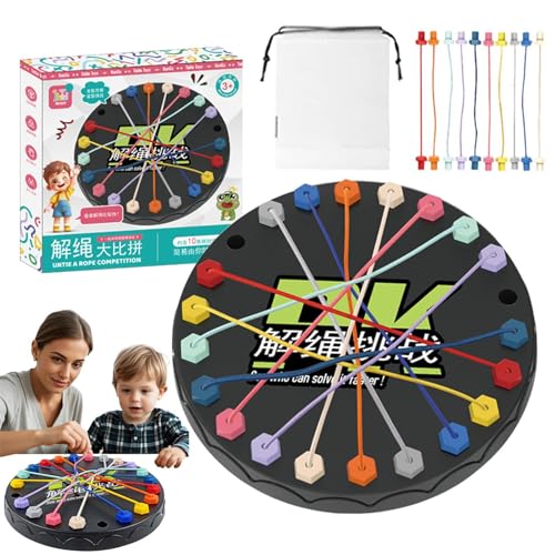 Knoten-Seil-Entwirrung – Seil-Entwirrungsspiel, pädagogisches logisches Denken für Kinder, Eltern-Kind-Interaktion, Konzentration, Stackle-Stapel-Sortierspielzeug | Brainy Knots Seil-Entwirrungstisch, von Generic