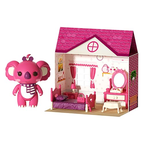 Koala Diary Mini-Simulation Overhead-Spielhaus-Spielzeugset für Kinder, realistische süße Koala-Familienfigur mit Möbeln HYw842 (Red, 20cm) von Generic
