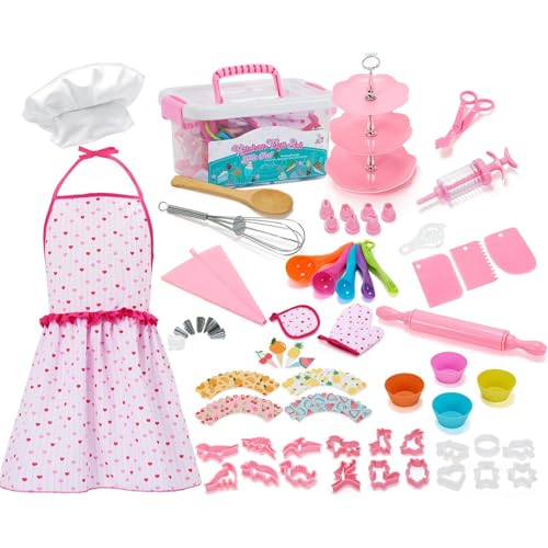 Kochset für Koch, Backset für Rollenspielzeug, Pastellfarben, 64-teiliges Küchenzubehör für den Chef Junior – Backset für Mädchen Kochset für Koch, Backset für Rollenspielzeug, Pastellfarben, 64-teiliges Küchenzubehör für den Chef Junior – Backset für Mädchen von Generic