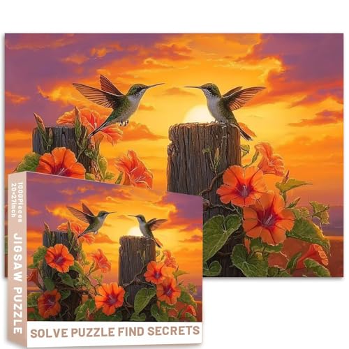Kolibri-Puzzle, 1000 Teile, 50 x 70 cm, Naturkunst, bunt, DIY-Puzzles für Heimdekoration, Geschenke, Familienpuzzle, perfekt für Spieleabende von Generic