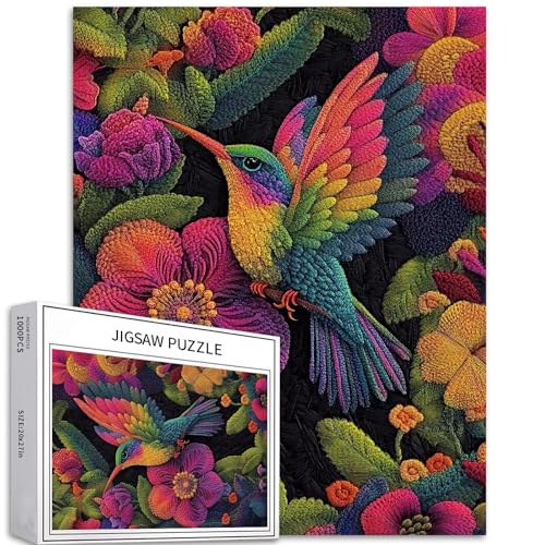 Kolibri-Stickpuzzle mit bunten Blumen, 1000 Teile, Kunst-Design, bunte DIY-Puzzles für Heimdekoration, Geschenke, Familienpuzzle, perfekt für Spieleabende Kolibri-Stickpuzzle mit bunten Blumen, 1000 Teile, Kunst-Design, bunte DIY-Puzzles für Heimdekoration, Geschenke, Familienpuzzle, perfekt für Spieleabende von Generic