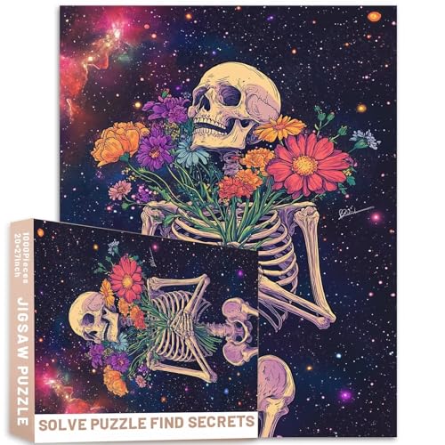Kosmisches Skelett-Puzzle, Blumenmuster, 50 x 70 cm, Gedankenspiel, anspruchsvolles Familien-Aktivitätsspiel, bunt, Bastelpuzzle für Heimdekoration, Geschenke, 1000 Teile Kosmisches Skelett-Puzzle, Blumenmuster, 50 x 70 cm, Gedankenspiel, anspruchsvolles Familien-Aktivitätsspiel, bunt, Bastelpuzzle für Heimdekoration, Geschenke, 1000 Teile von Generic