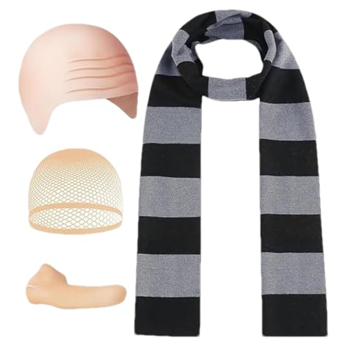 Kostüm-Zubehör-Set für Erwachsene, Halloween-Kostüm-Set für Herren - Cosplay Kostüm Party Kopfbedeckung - Gestreiftes Schal-Halloween-KostümsetGestreiftes Schal-Halloween-Kostümset von Generic
