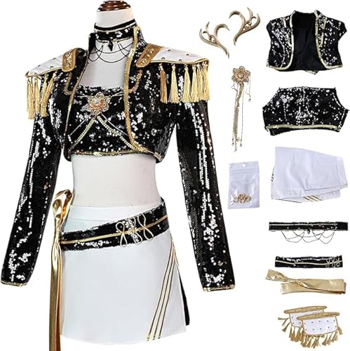 Kpop Demon Hunters Cosplay Costume, Zoey Rumi Mira, Halloween Carnival Party Uniform (Mira-black, L) von Generic