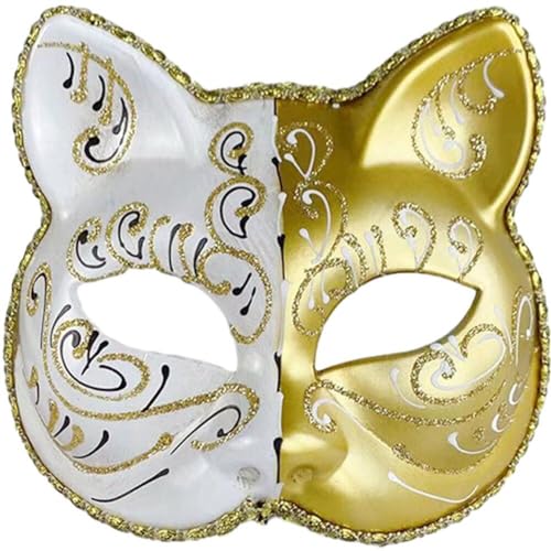 Kreative Katzen Halbe Gesichtsmaske Maskerade Maske Frau Männer Venice Maske Halloween Kostümzubehör Für Cosplay Party Daily Wear von Generic