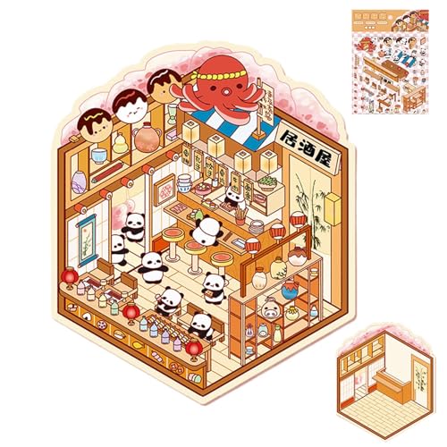 Kreative Miniatur-Hausaufkleber, Miniatur Szene Aufkleber | Cartoon House Sticker 3D Effekt – Machen Sie Ihre eigenen Szenen-Abziehbilder, Scrapbooking-Dekorationswerkzeug für sie von Generic