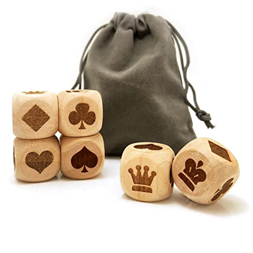 Kreatives Würfel-Set, 6 Stück, 20 mm, Holz, 6-seitiges Poker-Logo, Spielwürfel für Partygeschenke von Generic