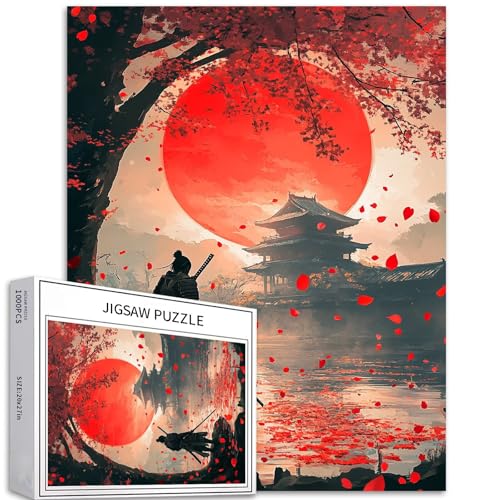 Krieger und alte Tempel, 1000-teiliges Puzzle für Erwachsene, Sakura-Baum und Blütenblätter, Szenen-Kunst-Puzzle, bunt, DIY-Puzzles für Heimdekoration, Geschenke, Familienpuzzle, perfekt für Krieger und alte Tempel, 1000-teiliges Puzzle für Erwachsene, Sakura-Baum und Blütenblätter, Szenen-Kunst-Puzzle, bunt, DIY-Puzzles für Heimdekoration, Geschenke, Familienpuzzle, perfekt für von Generic