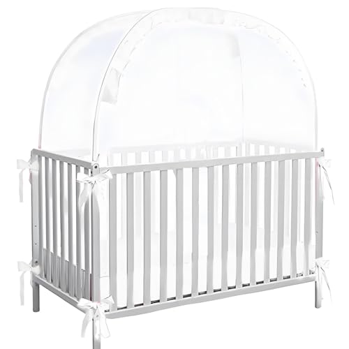 Krippenzelt - Krippenabdeckung, um das Baby davon abzuhalten, auszuklettern | Atmungsaktives Mesh Pop-up-Bettschild, leichte tragbare Kindergärtner-Baldachin-Gehäuse, sichere Kugelkuppel Reißverschlus Krippenzelt - Krippenabdeckung, um das Baby davon abzuhalten, auszuklettern | Atmungsaktives Mesh Pop-up-Bettschild, leichte tragbare Kindergärtner-Baldachin-Gehäuse, sichere Kugelkuppel Reißverschlus von Generic