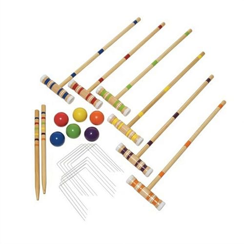 Krocket-Set für Erwachsene, Krocket-Sets für Familien Set - 6-Spieler-Holzhammer Spiel mit Metalldochten und Tragetasche, für Hinterhof, Rasen oder Park (6 Personen) von Generic