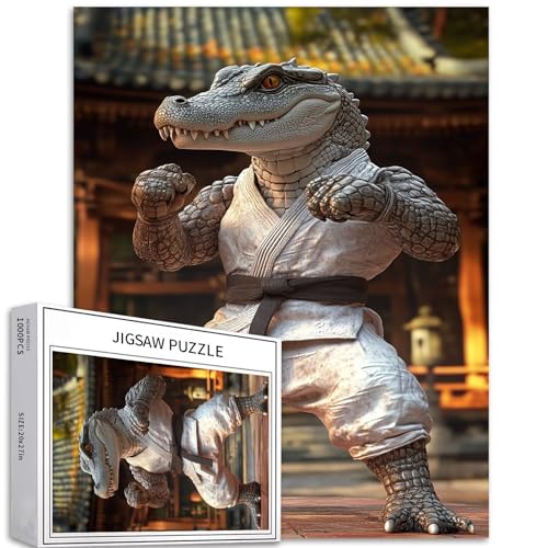 Krokodil-Puzzle zum Üben von Karate, 1000-teiliges Puzzle für Erwachsene, Kampfpose, Kunst, Puzzle, buntes DIY-Puzzle, Heimdekoration, Geschenke, Familienpuzzle, perfekt für Spielabende, 50 x 70 cm Krokodil-Puzzle zum Üben von Karate, 1000-teiliges Puzzle für Erwachsene, Kampfpose, Kunst, Puzzle, buntes DIY-Puzzle, Heimdekoration, Geschenke, Familienpuzzle, perfekt für Spielabende, 50 x 70 cm von Generic