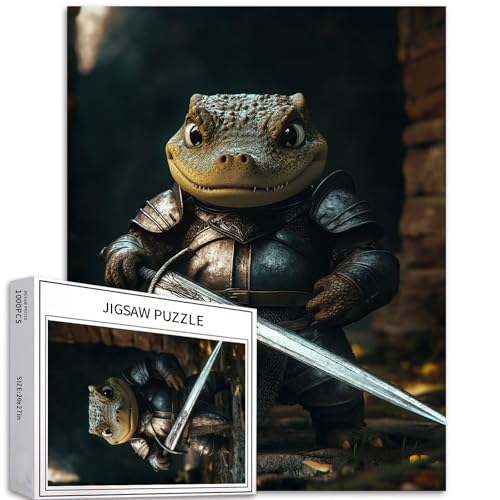 Krokodil mit Schwert - 1000 Teile Puzzle für Erwachsene - Krokodilkrieger Kunst Puzzle - Familienaktivitätsspiele - Bunte Puzzle für Wohnkultur - Geschenke 50 x 70 cm Krokodil mit Schwert - 1000 Teile Puzzle für Erwachsene - Krokodilkrieger Kunst Puzzle - Familienaktivitätsspiele - Bunte Puzzle für Wohnkultur - Geschenke 50 x 70 cm von Generic