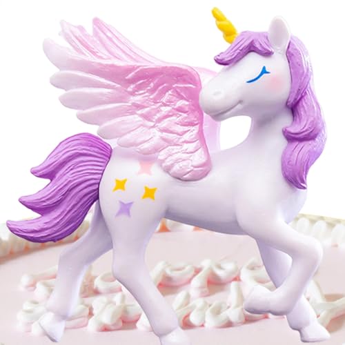-Kuchenaufsatz für Mädchen, Pferdefigur-Kuchenaufsatz | Kuchen Topper Hochzeit - Mit Flügeln, einhörnige Tortenaufsatz mit Cartoon-Tiermotiv zum Geburtstag Tortenaufsatz mit Cartoon-Tiermo von Generic