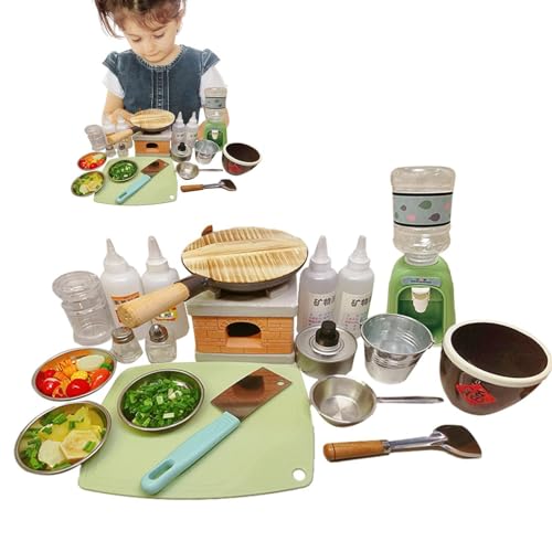Küchen-Set für die Küche, echte pädagogische Küchenwerkzeuge | Schmelztopf, echte Lebensmittel-Kochwerkzeuge mit Pfannenbrenner zum Kochen von echtem Pla von Generic
