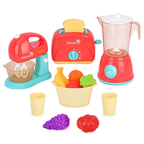 Veluoess Küchengerät Spielzeug, Spielzeug Kinderküche Zubehör mit Mixer, Mixgerät, Toaster und Frucht Rollenspiel-Küchenset für Kinder ab 3 Jahren von Veluoess