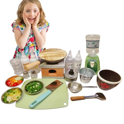 Küchenset für Kinder mit echten Utensilien | Cook-Set für Kinder, Kochzubehör mit Herd, Gewürzen und Küchenutensilien für spielerisches Lernen und Kreativität von Generic