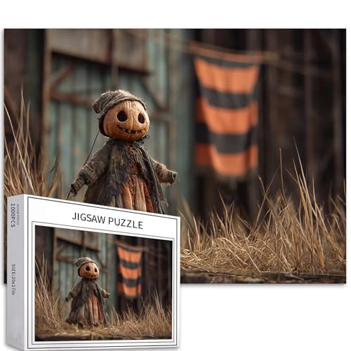 Kürbis-Vogelscheuche, 1000-teiliges Puzzle für Erwachsene, Halloween-Atmosphäre, Kunst-Puzzle, herausfordernde Familienaktivitäten, buntes Bastelpuzzle für Heimdekoration, Geschenke, 68 x 50 cm Kürbis-Vogelscheuche, 1000-teiliges Puzzle für Erwachsene, Halloween-Atmosphäre, Kunst-Puzzle, herausfordernde Familienaktivitäten, buntes Bastelpuzzle für Heimdekoration, Geschenke, 68 x 50 cm von Generic