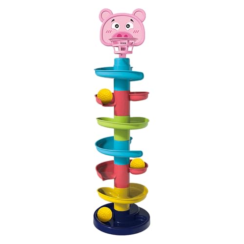 Kugeltropfen Spielzeug - Farbiger Rollturm mit 7 Ebenen mit leuchtend gelben Kugeln | STURDy Educational Activity for, Baby Learning Stack Spiral Game für die Entwicklung von Fähigkeiten von Generic