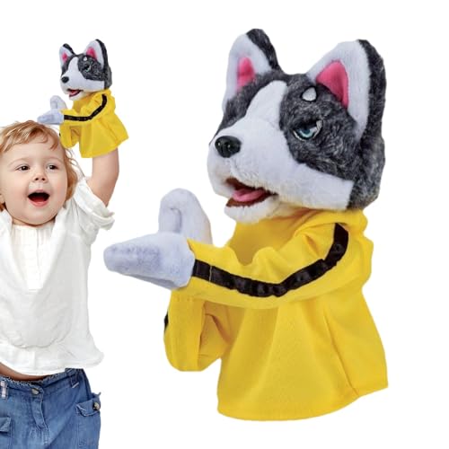 Kung Fu Tier Toy Husky Handschuhe Spiel für Kinder Spielzeug aus Plüsch, interaktives Spielzeug aus Plüsch, Aktionsspielzeug für Hunde aus Plüsch, interaktive Handpuppe mit Geräuschen und Box-Action von Generic