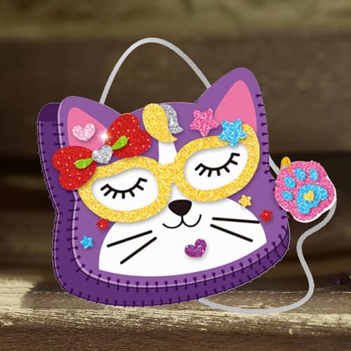 Kunst- und Bastelspielzeug, Katzentasche für Kinder ab 4 Jahren, ideal für kleine Mädchen, vielseitig einsetzbar zum Spielen und Aufbewahren QkA336 (B, One Size) von Generic