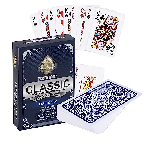 Plastik Spielkarten | Wasserfestes Kartenspiel | Professionelle Qualität | 100% Wasserdichter Kunststoff | Luxus-Design Mit Klassischer Karte | Deutsche Größe | Skat & Poker | Blau von Generic