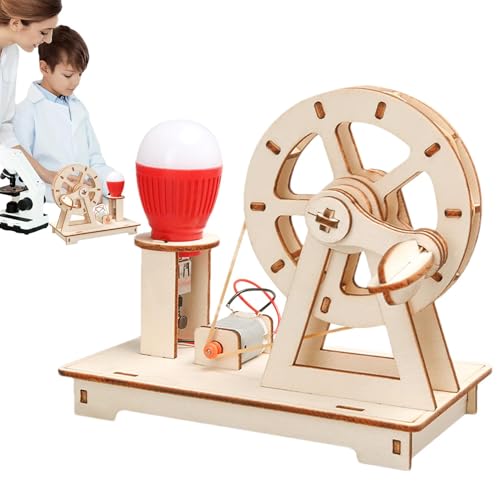 Kurbelgenerator-Set: Spielzeug für wissenschaftliche Experimente zum Selbermachen, Bastelset mit Stem Glühbirne, Bastelspielzeug mit Holzgenerator für die Entwicklung t von Generic