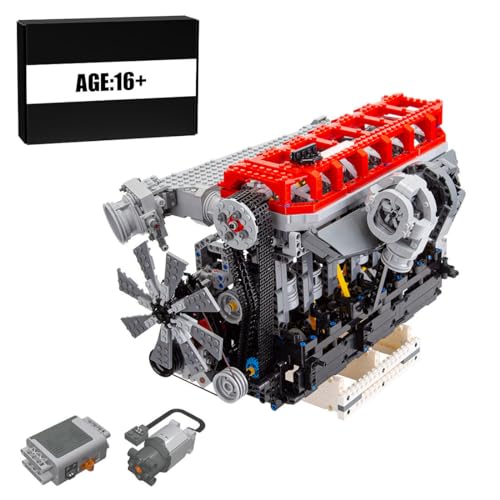 L6 Baukasten Set, Mocsage SOHC 3.0L Turbogeladener Reihen Sechszylinder Viertakt MOC-167273 Motor Modell, Wissenschaft Bau Spielzeug (1985 Teile) von Generic