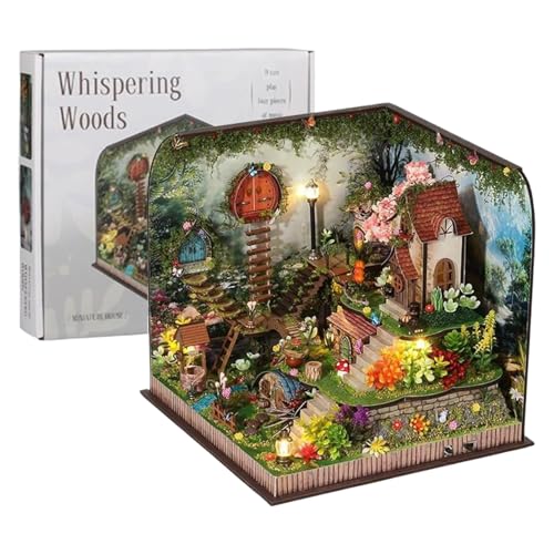 LED-Miniatur-Holzhaus – Künstlerischer DIY-Bastelbausatz mit Beleuchtung | Dekoratives Sammlerstück für Bücherregale, Schreibtische – Kreatives Hobbyprojekt für Kinder, Jugendliche und erwachsene Samm von Generic