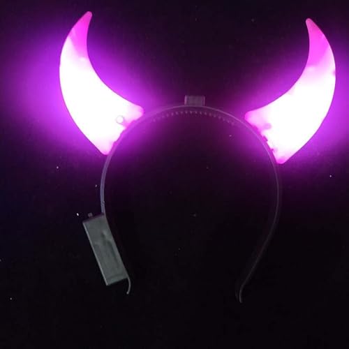 LED Teufel Horn leuchten Stirnband böse Halloween & Weihnachten Party Dekor Party Glitter Kopf bedeckung Cosplay Party Kostüm Haar Reifen (Pink) von Generic