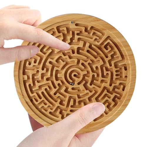 Labyrinth Spielbrett aus Holz - Rundes Holzspiel für Kinder mit glatter Verarbeitung, langlebiges Denkspiel | Experimentiere mit Spielzeug zur Entwicklung schöner Motorik und Geduld zwischen Labyrinth Spielbrett aus Holz - Rundes Holzspiel für Kinder mit glatter Verarbeitung, langlebiges Denkspiel | Experimentiere mit Spielzeug zur Entwicklung schöner Motorik und Geduld zwischen von Generic