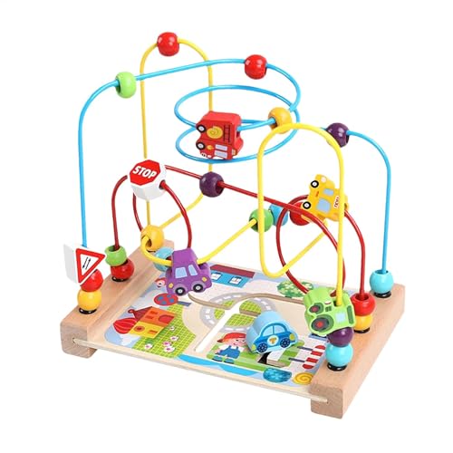 Labyrinth aus Holzperlen | Toddler Roller Coaster Perlen Spielzeug Labyrinth - Lernspielzeug im sensorischen Vorschulalter, Brettspielzeug für 1-3 Kinder von Generic