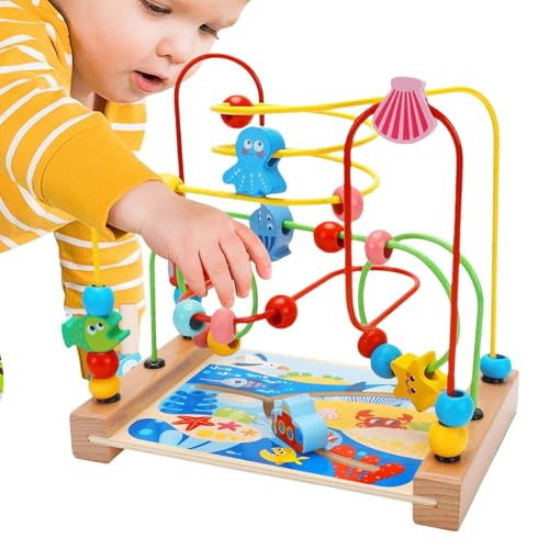 Labyrinth von Holzperlen | Holz-Spielzeug Russisches Glas für Cowindows | Labyrinth Teppiche Würfel sensorisches Spielzeug, pädagogisches Labyrinth Perle Spielzeug für 1-3 a von Generic