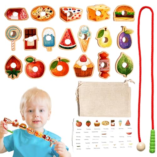 Lacing Beads - Food Fruit Beads, Threading Toy Set | Colorful Stringing Activity Pieces, Style Learning Kit, Ideal for Preschool Classroom or Home Fine Motor Development von Generic