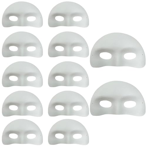 Lackierbar für Kinder, lackierbar weiß | 12 Stück Halbsieben | Leere Graffiti Masque, Coloring Masque für Karneval Cosplay Masquade von Generic