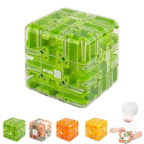 Large Labyrinth 3D Puzzle Maze Cube,3D Puzzle Ball Labyrinth Cube-Engaging Brain Teaser Toy,Ball Maze Cubes Puzzles Game,Full of Fun Challenges Improve Spatial Cognition for Kids (Green) von Generic