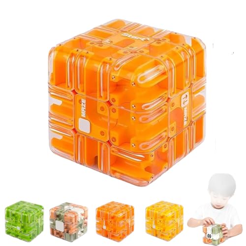 Large Labyrinth 3D Puzzle Maze Cube,3D Puzzle Ball Labyrinth Cube-Engaging Brain Teaser Toy,Ball Maze Cubes Puzzles Game,Full of Fun Challenges Improve Spatial Cognition for Kids (Orange) von Generic