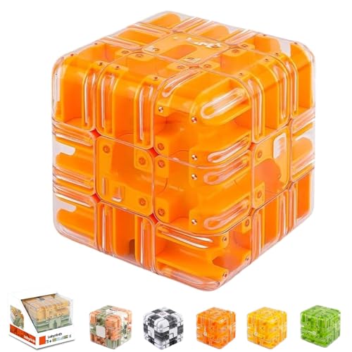Large Labyrinth 3D Puzzle Maze Cube - Engaging Brain Teaser Toy, Magic Cube 3D Maze Ball, Roller Ball MazeCube, Puzzle Marble MazeCube, 3x3 Brain Training Spatial Logic High - Difficulty Puzzles (E) von Generic