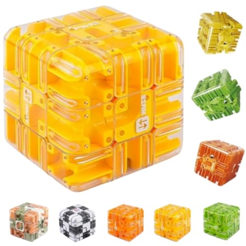 Large Labyrinth 3D Puzzles Maze Cube,3D Maze Magic Cube & Ball,Brain Teaser Toys,Brain Training Puzzle,Iq Mind Challenge Puzzle Box,A Perfect Educational Game Gift (Yellow) von Generic